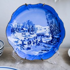 Porcelánový závěsný talíř se zimním motivem 20 cm Japan