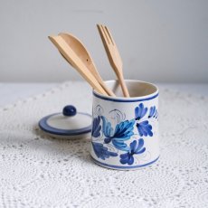 Keramická ručně malovaná dóza s víkem 15 cm