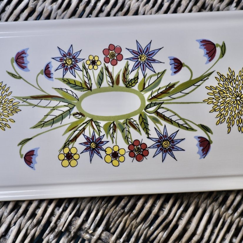Tác na štrůdl/zákusky 37,5 x 15,5 cm kytičky