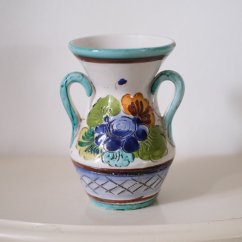 Malovaná váza s ušima 14 cm
