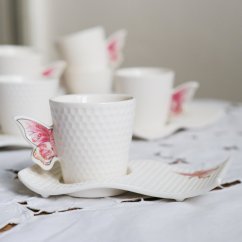 Šálek s podšálkem motyl 90 ml