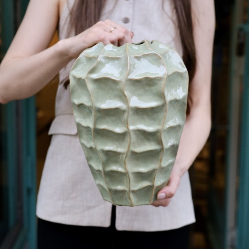 Dekorační zelená keramická váza 31 cm