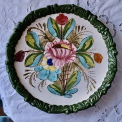 Velký závěsný keramický talíř kytice 32 cm