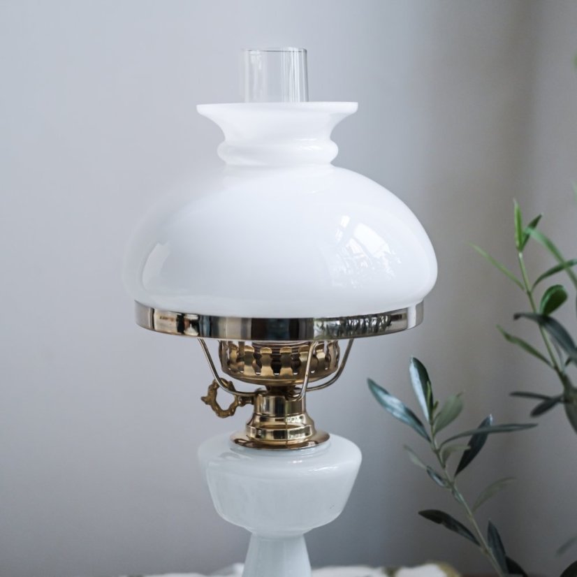 Vintage  lampa sklo/mosaz   46cm