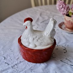 Keramická doza s víkem slepička