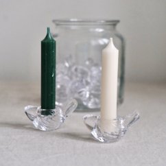 Menší skleněný svícen ptáček 7 cm