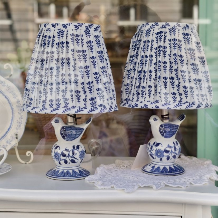 Stolní lampa keramická bílomodrá 32 cm