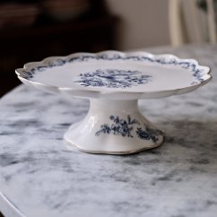 Porcelánový stojan na dort bílomodrý