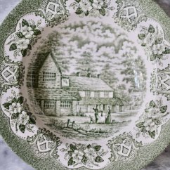 Hluboký zelený talíř 22 cm Staffordshire England