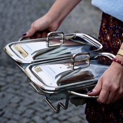 Postříbřená dvoudílná sada - zapékací mísy s víkem