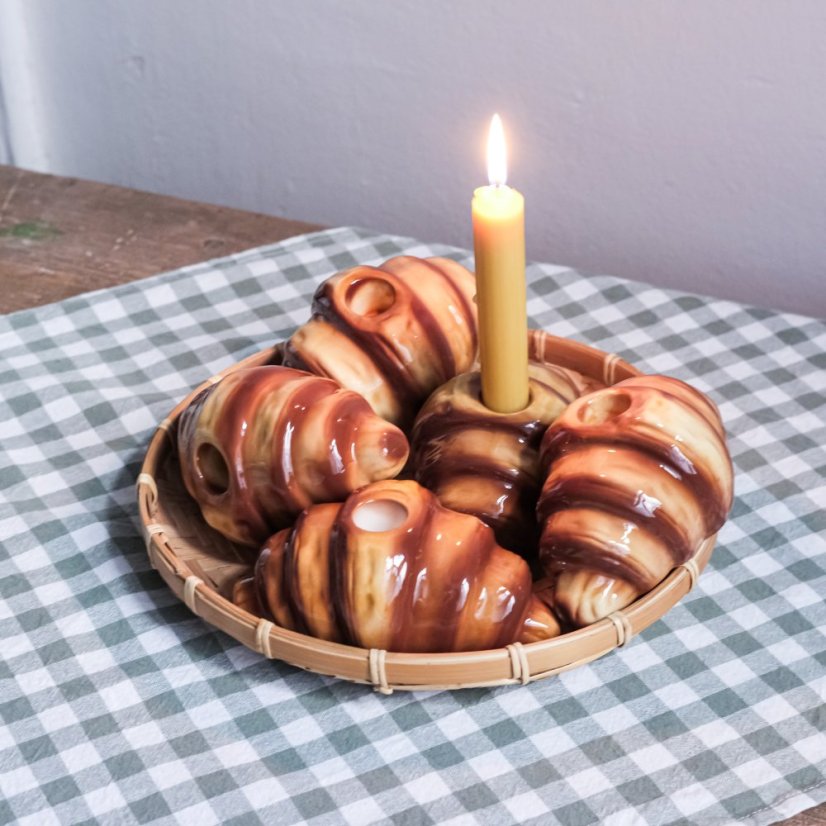 Keramický svícen croissant 14x6 cm