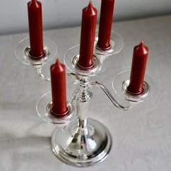 Postříbřený svícen se skleněnými podtácky 21,5cm