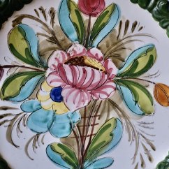 Velký závěsný keramický talíř kytice 32 cm