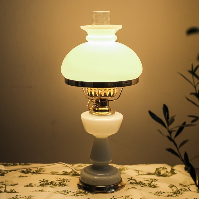 Vintage  lampa sklo/mosaz   46cm