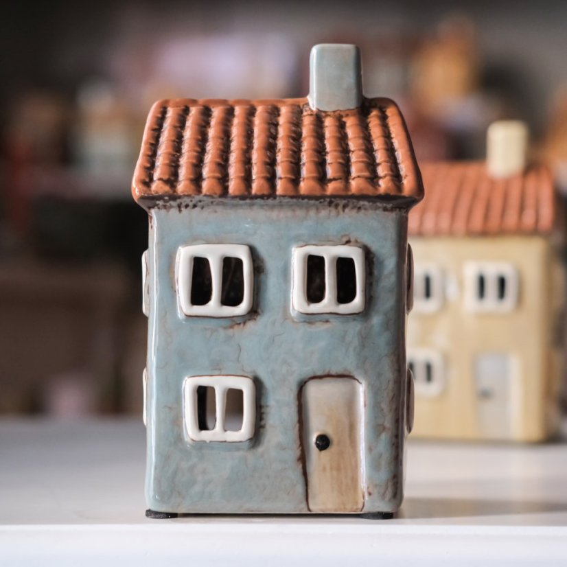 Keramické domečky na svíčku/světýlka 15x9x6 cm