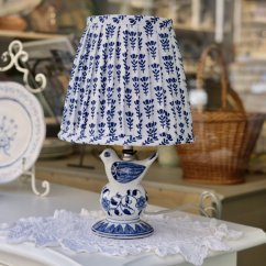 Stolní lampa keramická bílomodrá 32 cm