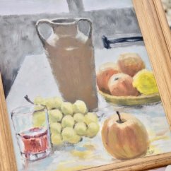 Ručně malovaný obraz v rámu 35 x 40 cm
