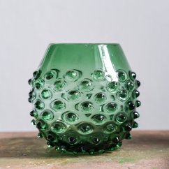 Zelená skleněná váza 13cm x 12,5