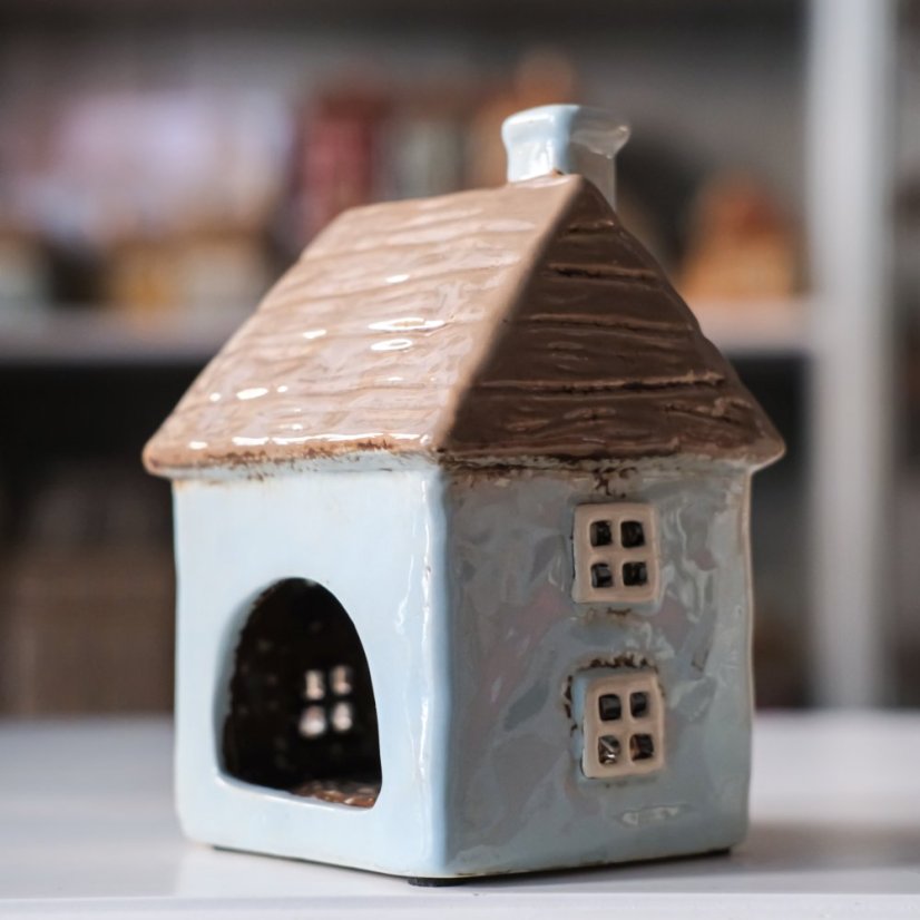 Keramické domečky na svíčku/světýlka 14x10x9 cm