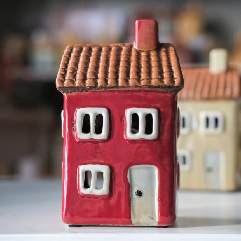 Keramické domečky na svíčku/světýlka 15x9x6 cm