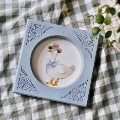 Malovaný obrázek v dřevěném rámečku 15x15 cm