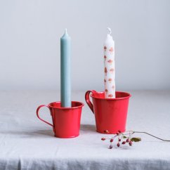 Plechový svícen ve tvaru hrnku 7,5x8 cm