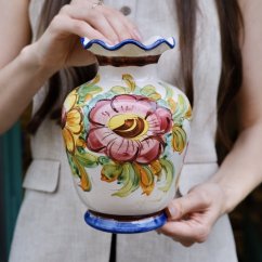 Keramická ručně malovaná váza 21 cm Italy