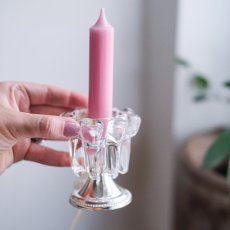 Křišťálový svícen na postříbřené noze 8 cm