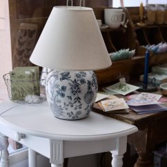 Stolní lampa keramická bílomodrá 46 cm
