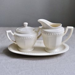 Sada tácek + mlékovka + cukřenka Pearl of Windsor